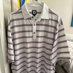 FootJoy Performance Golf Shirt, XL, White with color striped